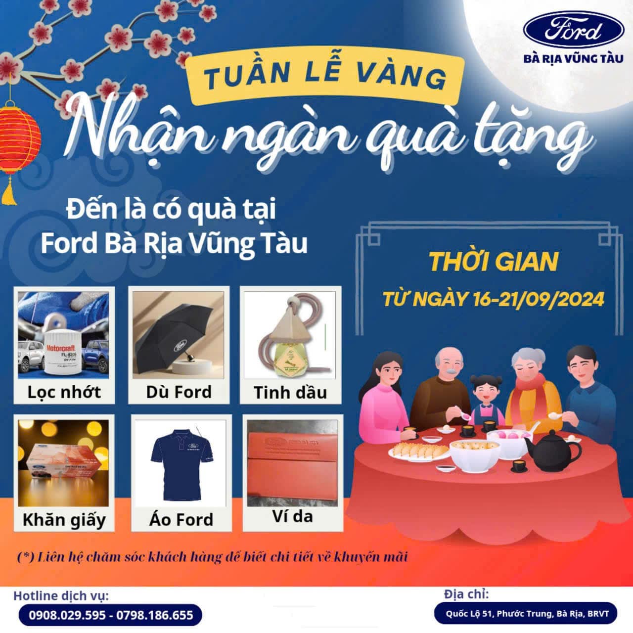 Chào mừng Trung Thu tại Ford Bà Rịa Vũng Tàu với “TUẦN LỄ VÀNG – NHẬN NGÀN QUÀ TẶNG”